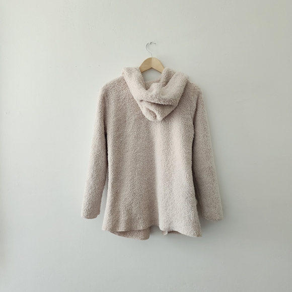 F21 | Cream Colored Open Front Teddy Sweater with Pockets & Hood - Picture 2 of 5